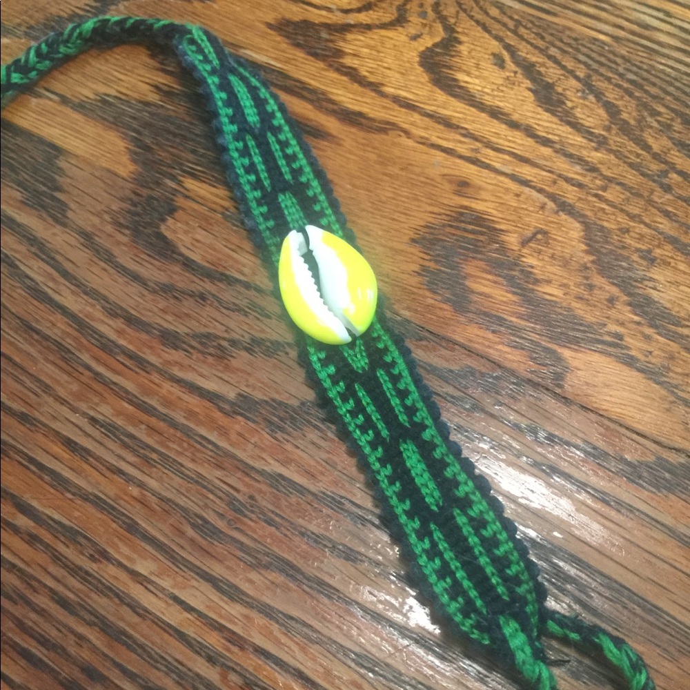 Cotton trim neon yellow shell bracelet